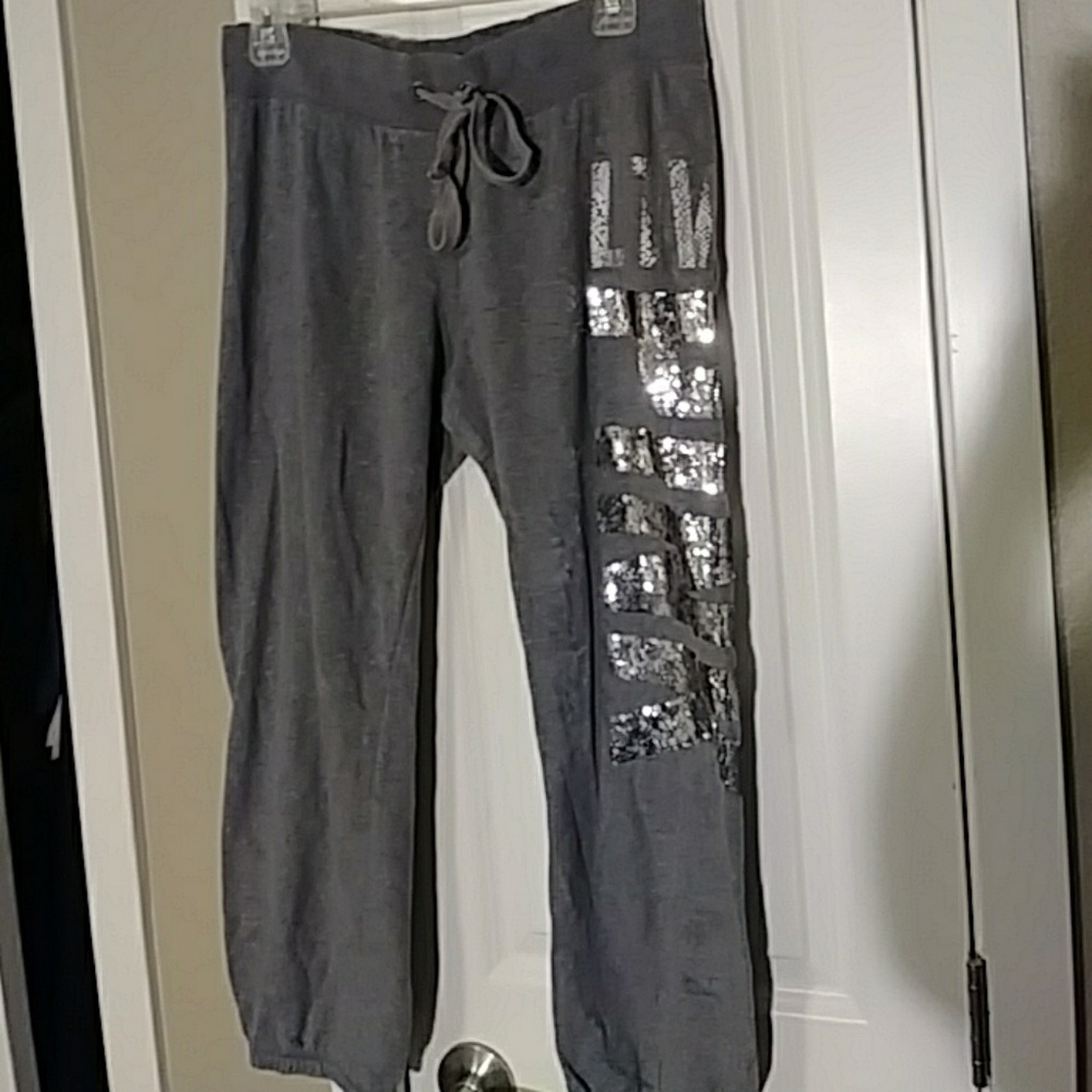 Pink Victoria's secret bling sweat pants